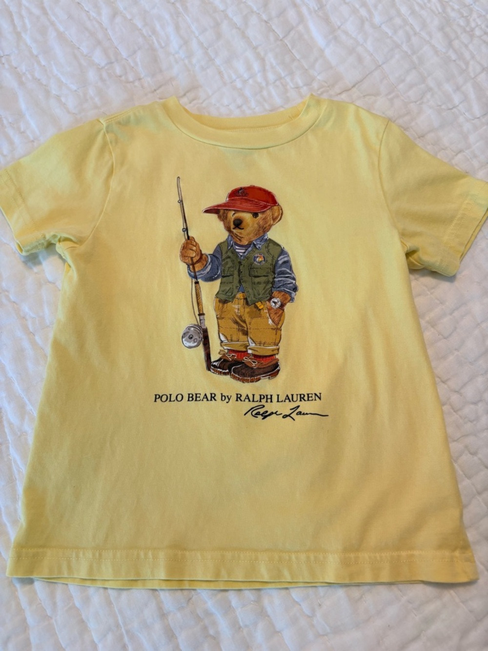 Ralph Lauren Yellow Polo Bear Fishing Graphic Tee
